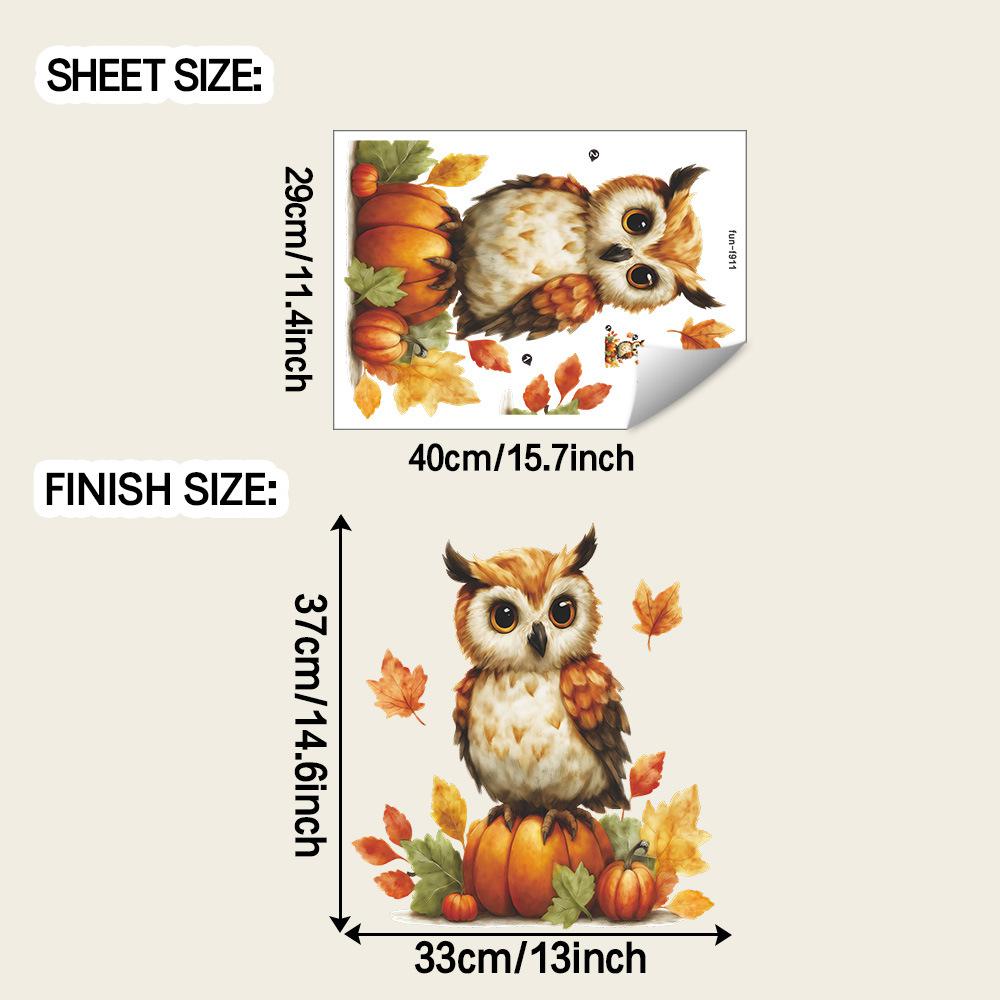 

Раскрашенная сова и фон из листьев тыквы Наклейки для украшения стен для кухни ресторана