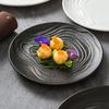 Ceramic Plate, Frosted Water Ripple Circular Shallow Plate, Dish, Fruit, Dessert Plate, Kitchen, Hotel Specialty Tableware
