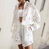 Ruffled Heart Shirt Casual Set Ruffles Heart Shirt Casual Shorts Suit