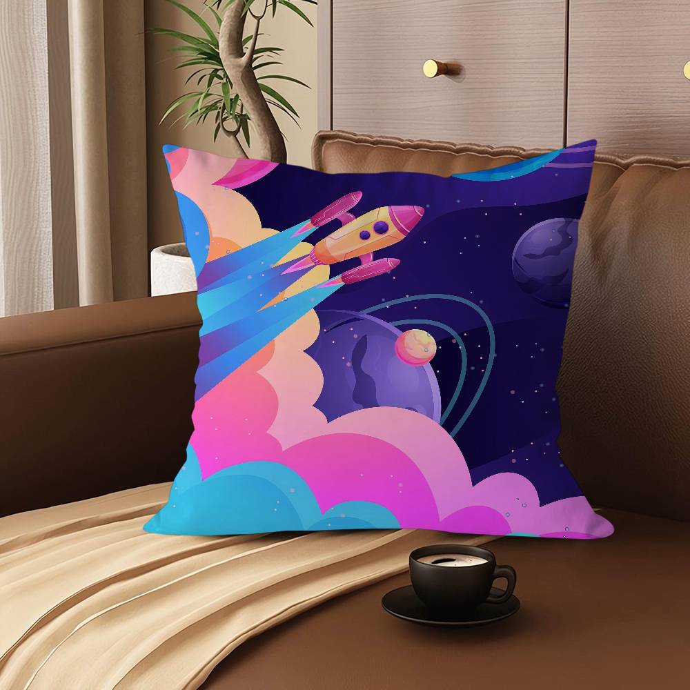 Weltraum Sternenhimmel Cartoon Dekorativ Raumästhetik Kissenbezug Heimdeko Schlafzimmer Sofa Bett Couch Kissenbezug 45x45