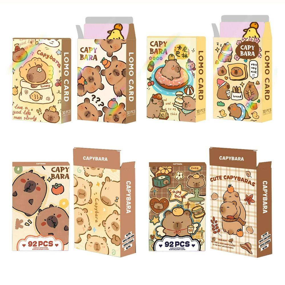 Glitter Lomo Cards Cartoon Capybara Collection Cards Lovely Capybara Photocards  Gift