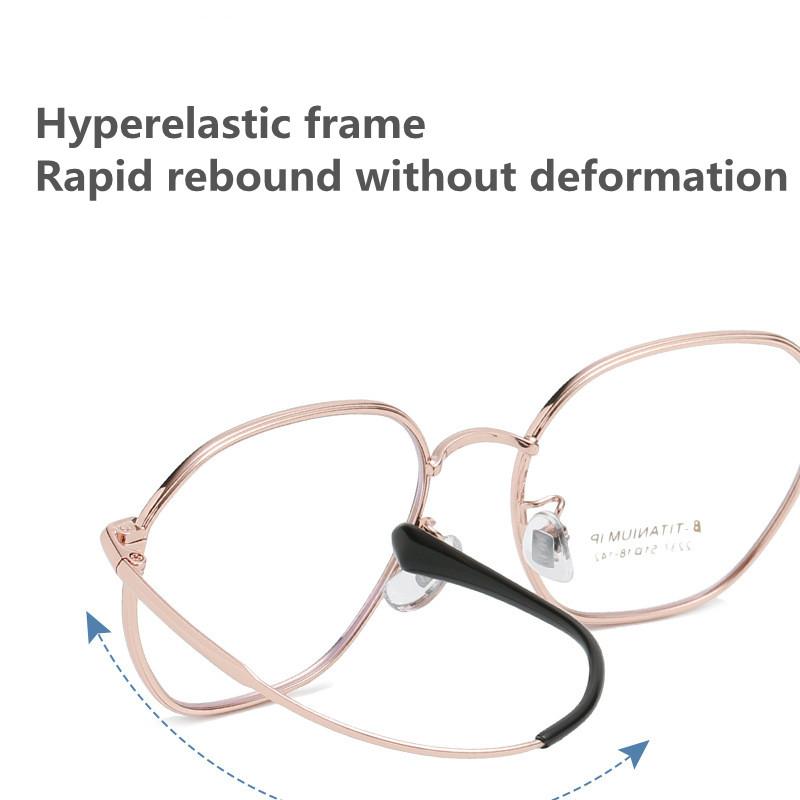 Ultra-Light Titanium Alloy Glasses Frame Women Fashion Polygonal Myopia Hyperopia Optical Prescription Eyeglasses Retro Eyewear