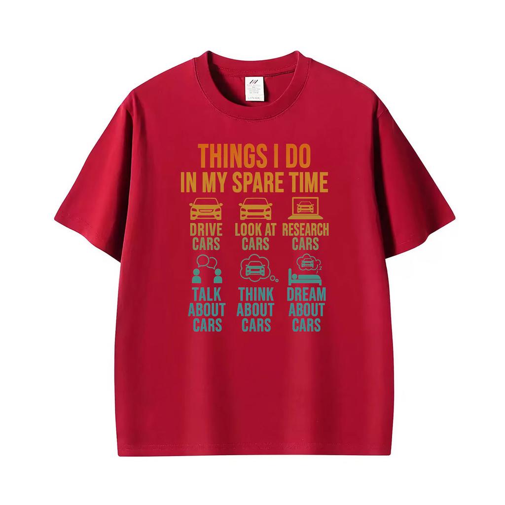 Dinge, die ich in meiner Freizeit mache Lustiger Typ Autoenthusiast T-Shirts Unisex Retro Mode Sommer T-Shirt Unisex Kleidung Lässiges T-Shirt