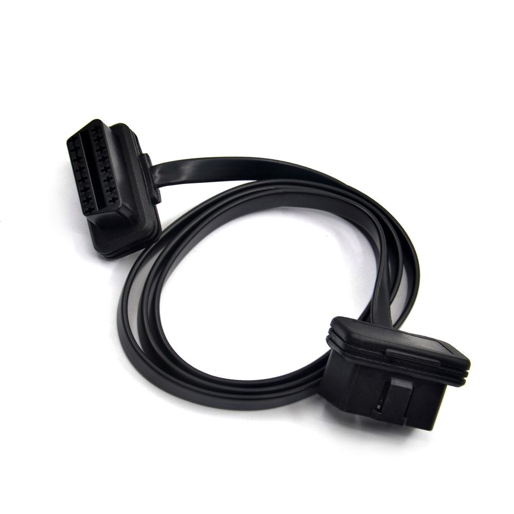 Dual Female Y Splitter Elbow 16Pin OBD 2 Extender ODB OBD2 Cable 16 Pin Male To Female Flat Noodle OBD2 Extension Cable