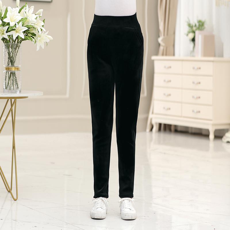 Winter Thicken Velvet Pencil Pants Women's High Waist Plush Fleece Lined Ankle-length Pantalons Slim Leggings