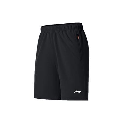 Li Ning Fitness Series Logo Print Gerade Bein Locker Lässige Shorts Herrenshorts Schwarz AKST625-1