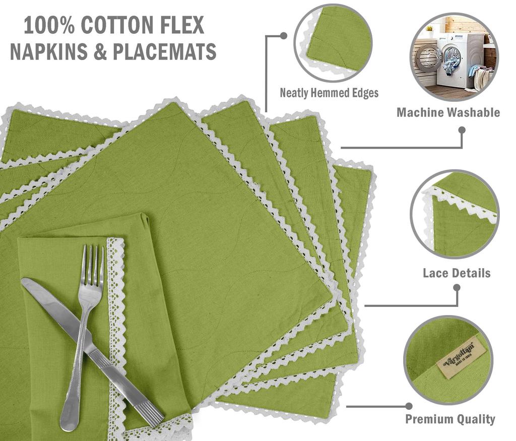 Vargottam Schwarz Einfarbig Heimdekor Waschbar Wendbar Spitze Essplatzsets Mit Servietten Set-Pack Von