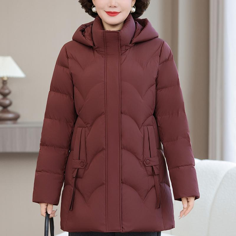 

Женский пуховик больших размеров XL-6XL для женщин среднего возраста, зимняя верхняя одежда с капюшоном, элегантные толстые теплые пуховики 6XL