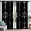 2Pcs Black Background Viking Symbol Light Filtering Curtains Polyester Perfect For Bedroom Living Room Decor