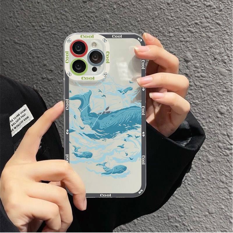 Underwater World Cute Whale Phone Case for iPhone 11 12 13 Mini Pro Max 14 Pro Max Case shell