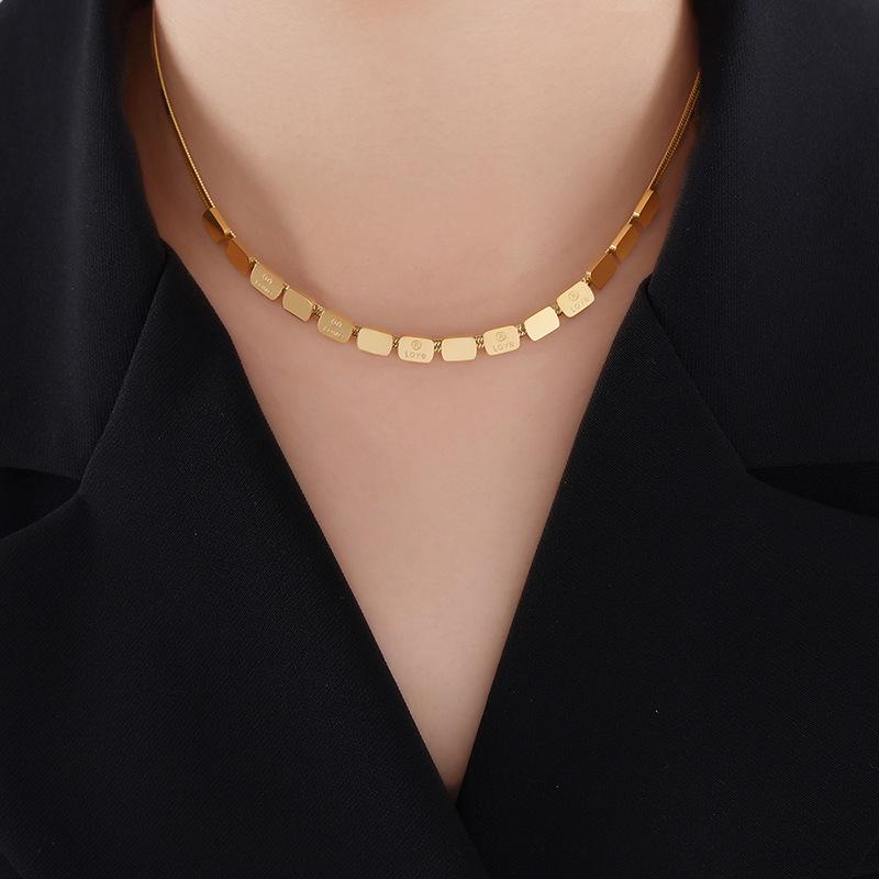 18K Gold Thick Chain Clavicle Necklace: European & American Design, Non-Fading Titanium Steel for Women