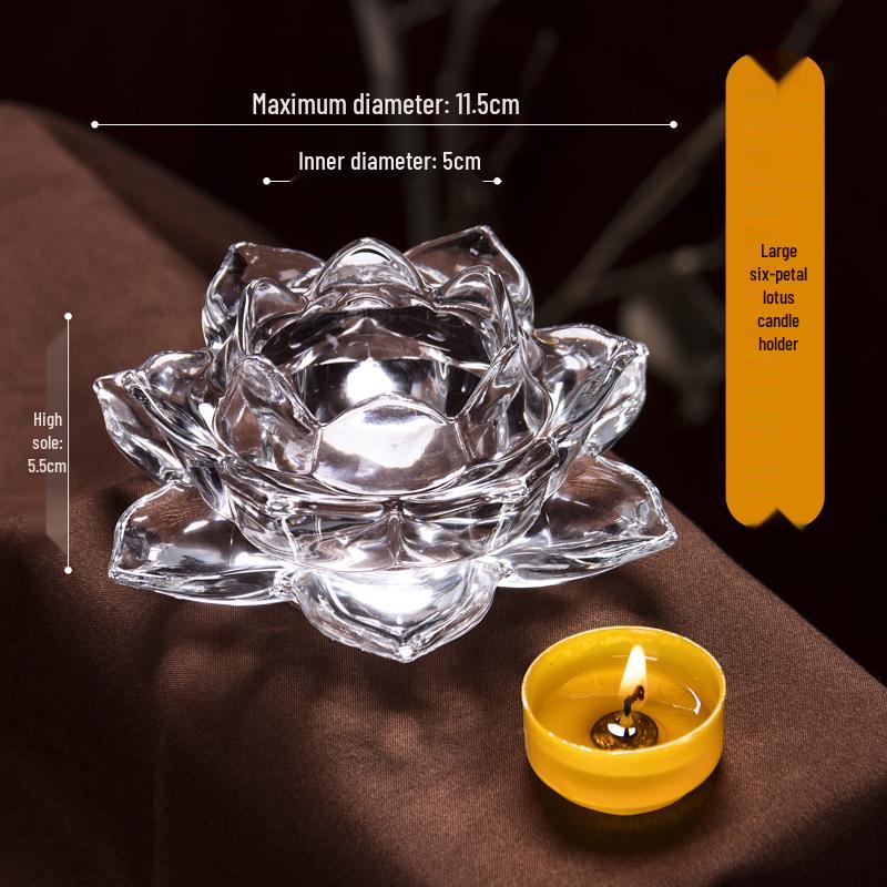 Lotus Glas Ghee Lamp Houder: Hittebestendige Kaars/Olie Lamp voor 24-Uurs Gebruik