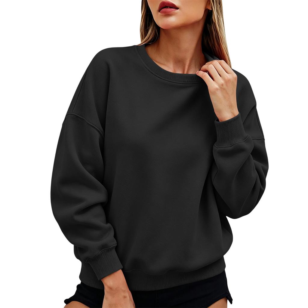 Women's Neck Long Sleeve Pullover Sweatshirt for Casual Wear