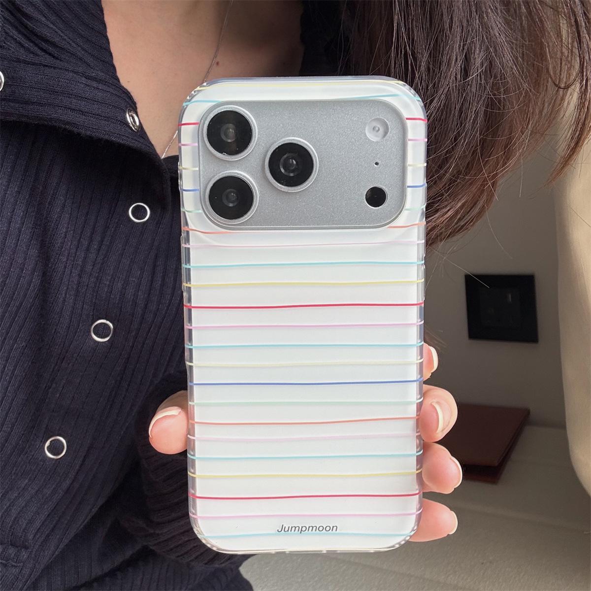 

Color Striped Frosted Dual Layer iPhone 15 & 17/16 ProMax Anti-Drop Case iPhone 15