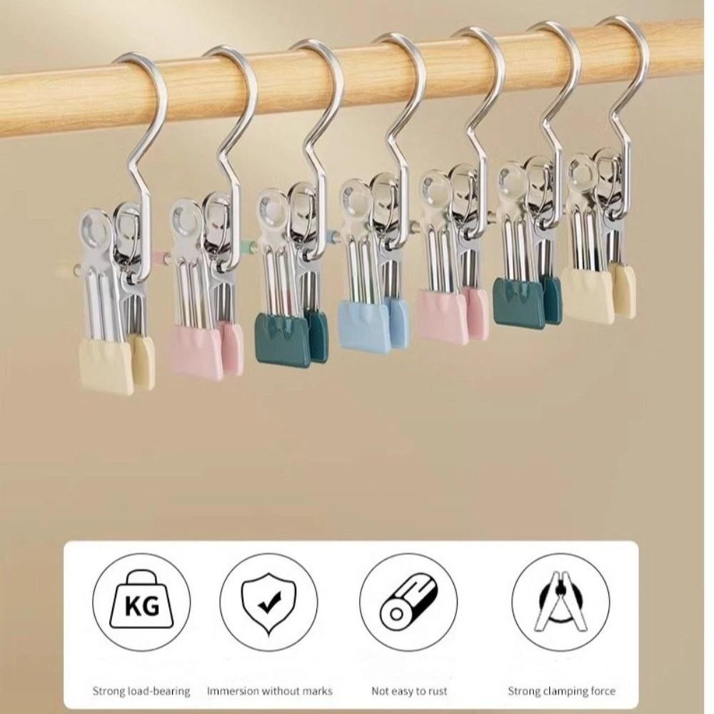 30Pcs Stainless Steel Wardrobe Clothes Clip Hangers with Hook Hanging Clothes Clip  Hats