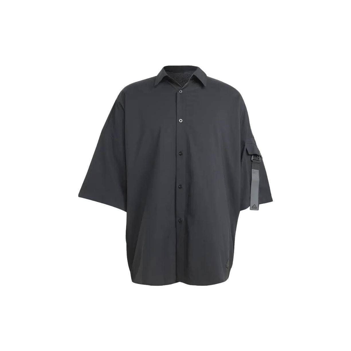 

Adidas Mid-Length Collared Single-Breasted Shirt Men Tops Black IC6738