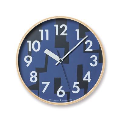 Wall Clock NOYAMA Natural Wood Blue Noyama Lemnos AWA19-12BL Diameter 30.5cm