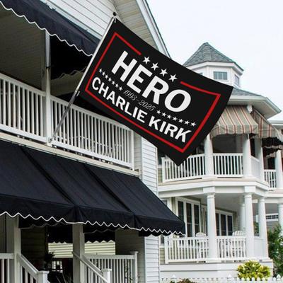 Huzur İçinde Yat Charlie Kirk Bayrağı Gerçek Vatansever Anı Bayrağı 3×5FT Dış Mekan Çift Taraflı Bahçe Veranda Balkon Çit Dekoru için Afiş