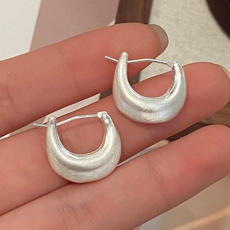 

PONYKISS Sterling Silver 18K Gold Brushed Letter U Hoop Earrings for Women Minimalist Fine Trendy Accessories