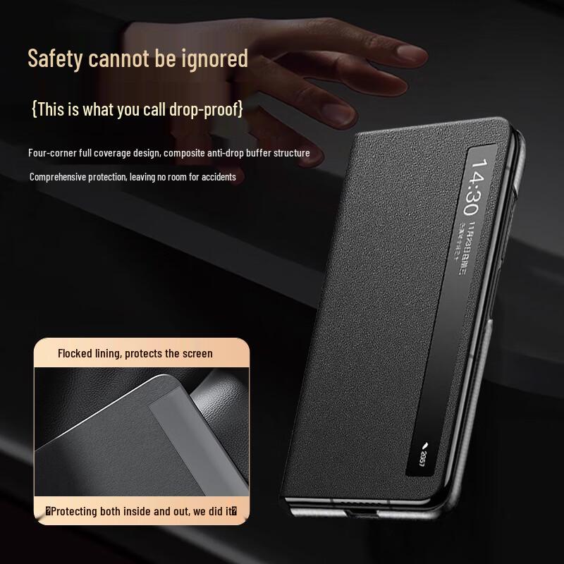 Honor Magic V6 Genuine Leather Flip Phone Case with Stand