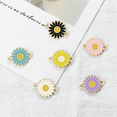 1/3/5/10pcs Colorful Daisy Enamel Plated Pendant For DIY Jewelry Charms Flowers Components Accessories Making Bracelet Necklace
