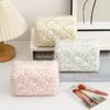 Portable Floral Quilting Cotton Makeup Bag Large Capacity Multifunctional Toiletry Handbag Lightweight Cosmetic Organizer Women
