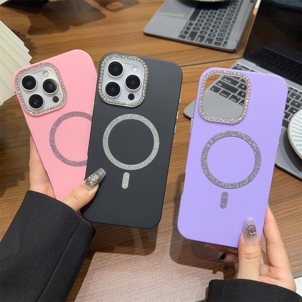 Magnetic Phone Case for iPhone 11 12 14 16 Pro 16 15 14 13 12 Pro Max 13 14 15 16 High Quality Sparkling Shockproof Shell