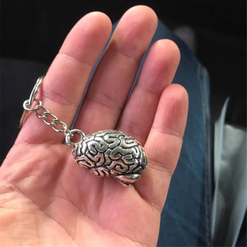 Vintage 3D Brain Keychain Anatomical Organs Body Parts Keyring Pendant For Doctor Graduation Gift Jewelry Handcrafts