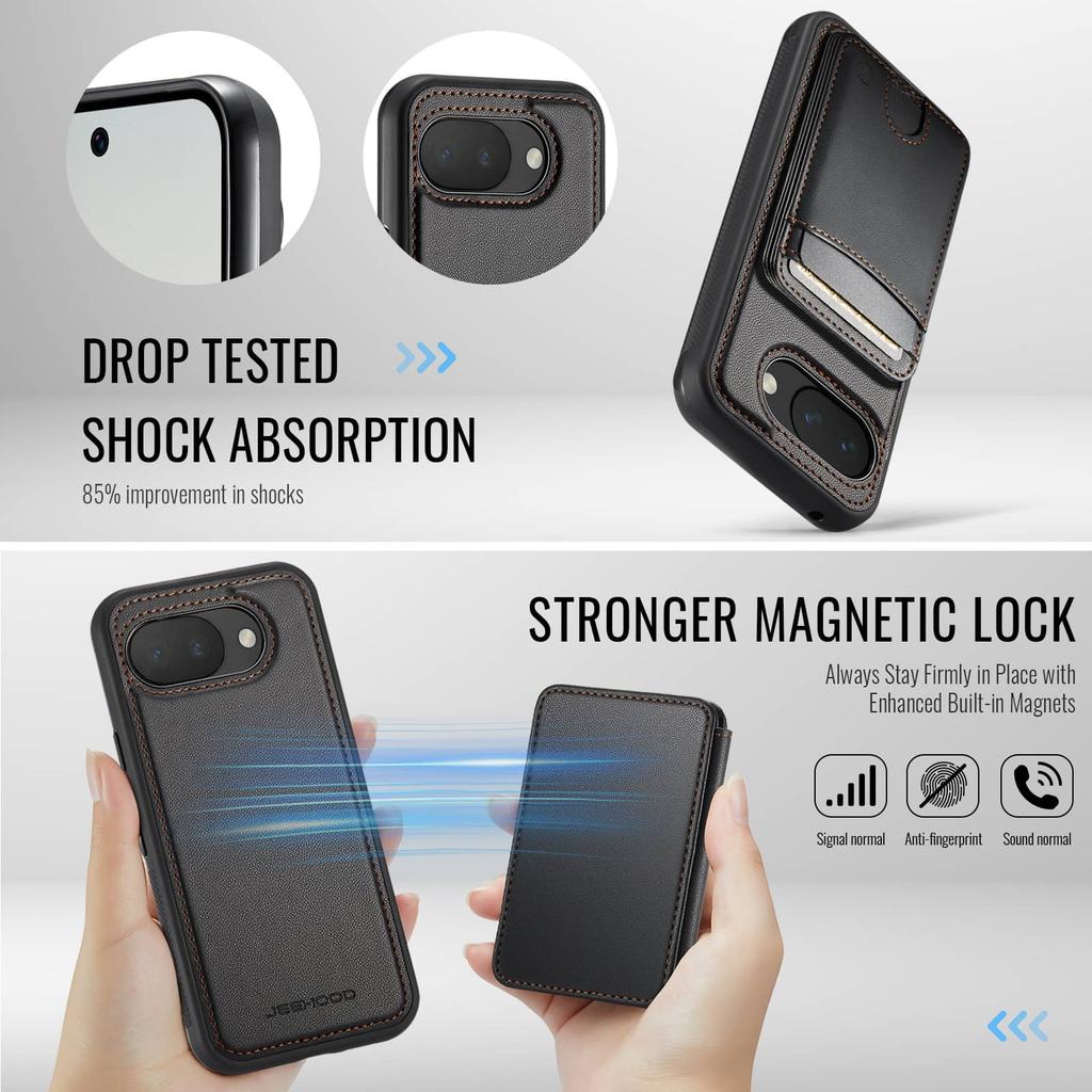 For Google Pixel 10A Case Wallet with Magnetic, RFID Blocking Magnetic Card Holder 2 In 1 Detachable Kickstand Shockproof Case