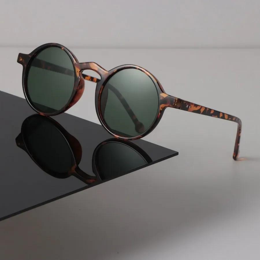 Leopard Runde Sonnenbrille Damen Herren Retro Luxus Weiblich Männlich Spiegel Klar Designer Brillenmarke Schwarz Sonnenbrille