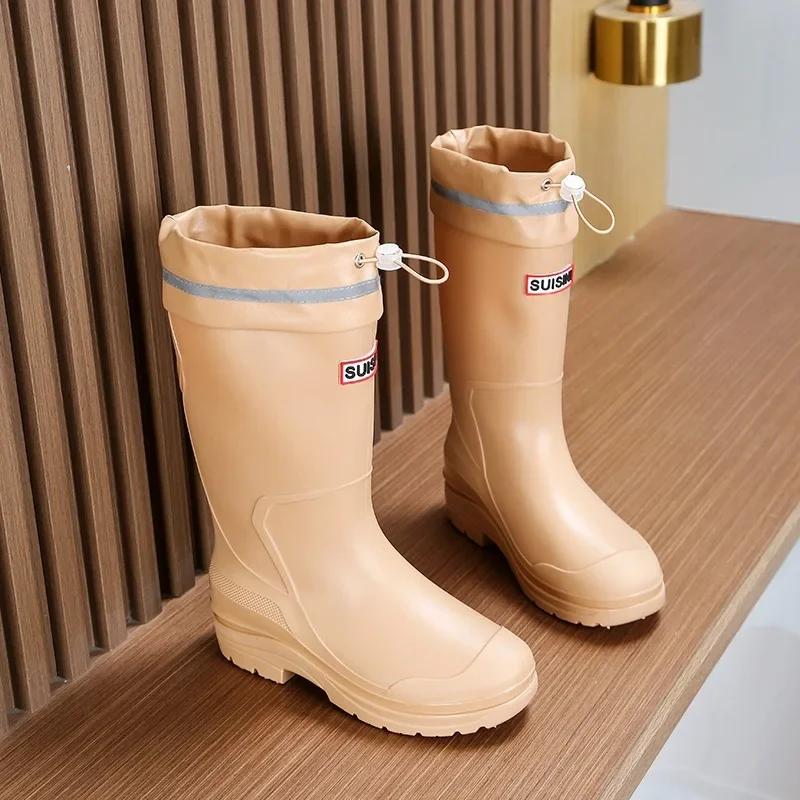 Fashion Women's Rain Boots Fashion Waterproof Shoes for Women High Quality Anti-slip Work Boots Comfor Platform Women Boots botas mujer