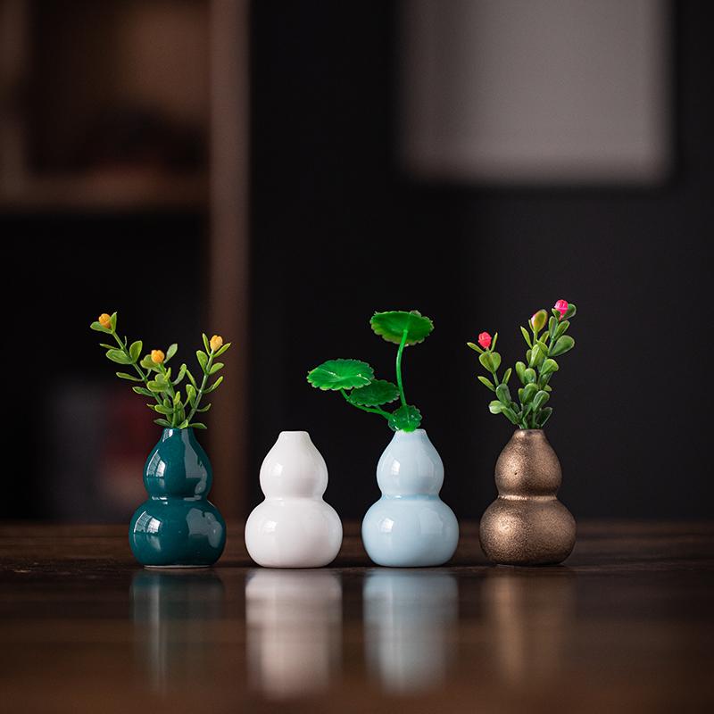 Creative Mini Ceramic Desktop Vase: Small Flower and Green Plant Hydroponic Bonsai Ornament for Indoor Decoration