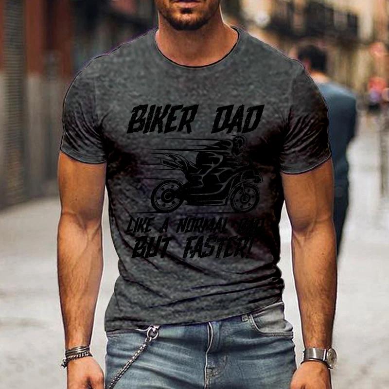 Vintage Motorcycle Men's T-shirts Biker Dad Like A Normal Dad But Faster Shirts Graphic Tee Fashion Father Day Streetwear Tshirt