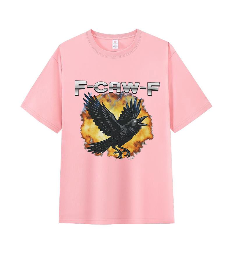 F-Caw-F Crow Bird Ironic Sarcastic Animal Funny T-shirt Men Women Vintage Oversized Clothing T-shirts Fashion O-Neck Cotton Tees