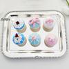 European Style Square Shape Fruit Plate,36 cm Pearl Dot Silver Metal Cake Plate Home Food Tray, Snack Disc Table Decoration
