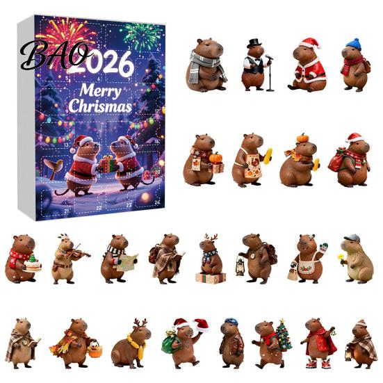 Holiday Countdown Box Advent Calendar with 24 Animal Hanging Decors, Day Decorative Ornaments for Christmas Thanksgiving, Acrylic Ornament Gift