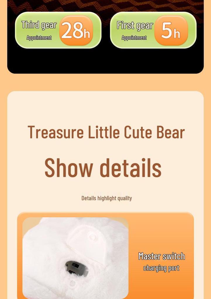 2026 Creative Plush Bear Tap Light with Type-C Charging – Bedroom Night Light Ornament