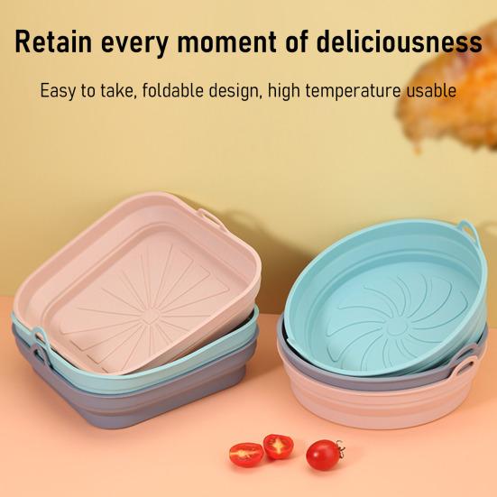 Air Fryer Liners Silicone Cooking Mat Non-Stick Reusable Food Grade Heat Resistant Foldable Basket Mat Easy To Clean Universal Kitchen Accessory