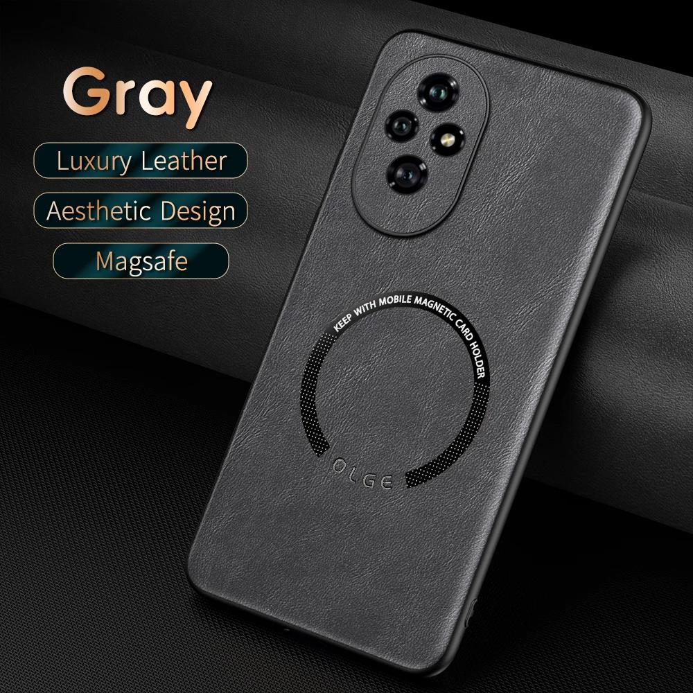 For Honor 300 300 Pro 300 Ultra 200 200 Pro 200 Lite Fine Hole PU Cow Grain Leather Outer Magnetic Ring Soft Edge Phone Case