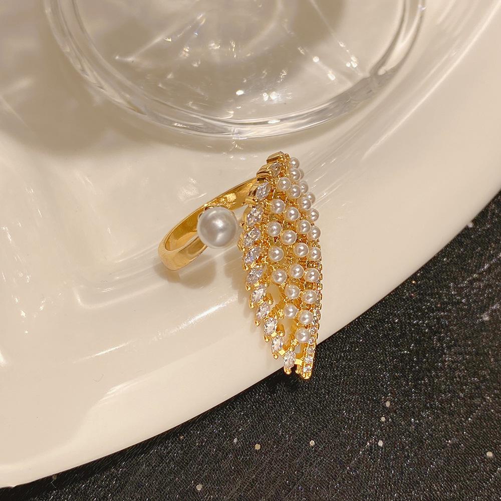 Korean Version of High-end Pearl Ring, Female Niche Design, Personalized and Versatile, Adjustable Ring