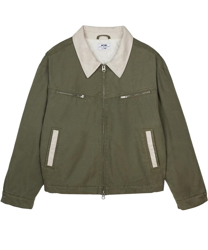 Fdr Vintage Wash Trucker Quilting Jacket Khaki