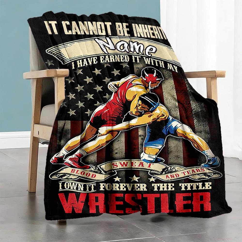 Wrestling1 Customize Text Blanket Multi-purpose Customizable Blanket Soft Warm Cozy Great for Office Chair Nap Sofa Living Room Four Seasons Universal