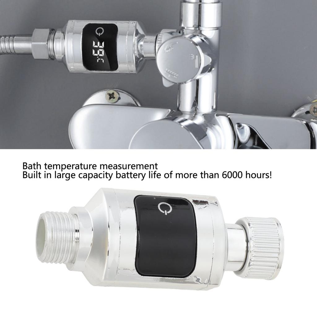 Shower Thermometer Waterproof LED Digital Display Faucet Water Temperature Monitor with 1/2 Inch Nut for Home Bathroom Bathtub