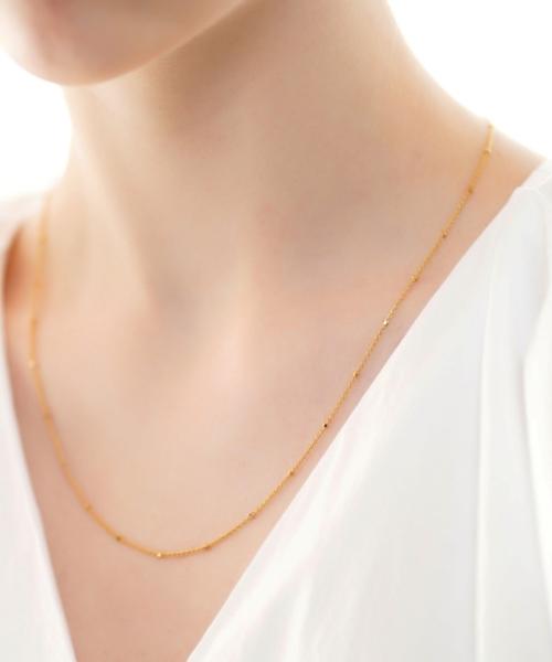 Bonbeau Mini Cube Gold Chain Necklace Mini Cube Clip Chain Layered Necklace