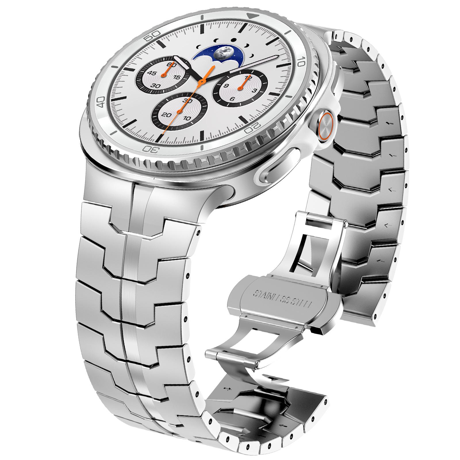 

Металлический ремешок для Samsung Galaxy Watch 8 Classic 46 мм Оригинальный браслет Наручный ремешок Correa для Galaxy Watch 8 44 мм 40 мм Аксессуары Watch 8 Classic 46mm серебряный