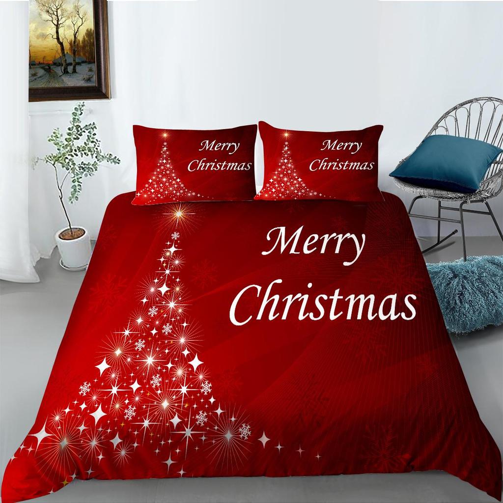 Luxury Home Bedding Set Christmas Theme Quilt Cover Pillow Case Bed Sheet/Double Layer Full Size 2/3 Bedding Set Home Decoration