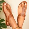 Women's Fashionable Clip Toe Flat Sandals Elastic Band Design Outdoor Beach Shoes Casual Ladies Rome Sandalias
