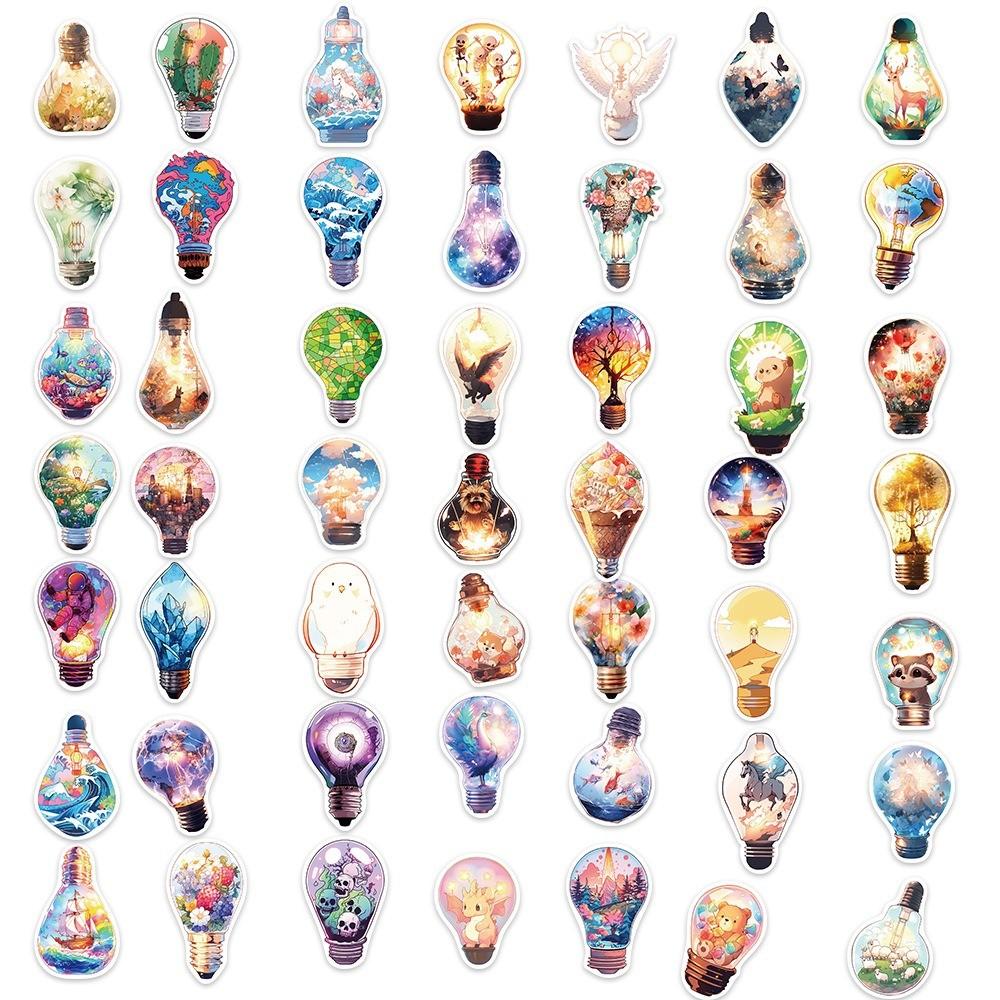 50-Piece Original Light Bulb World Stickers - DIY Waterproof Decor for Guitars, Notebooks, Luggage, Phone Cases & Backpacks