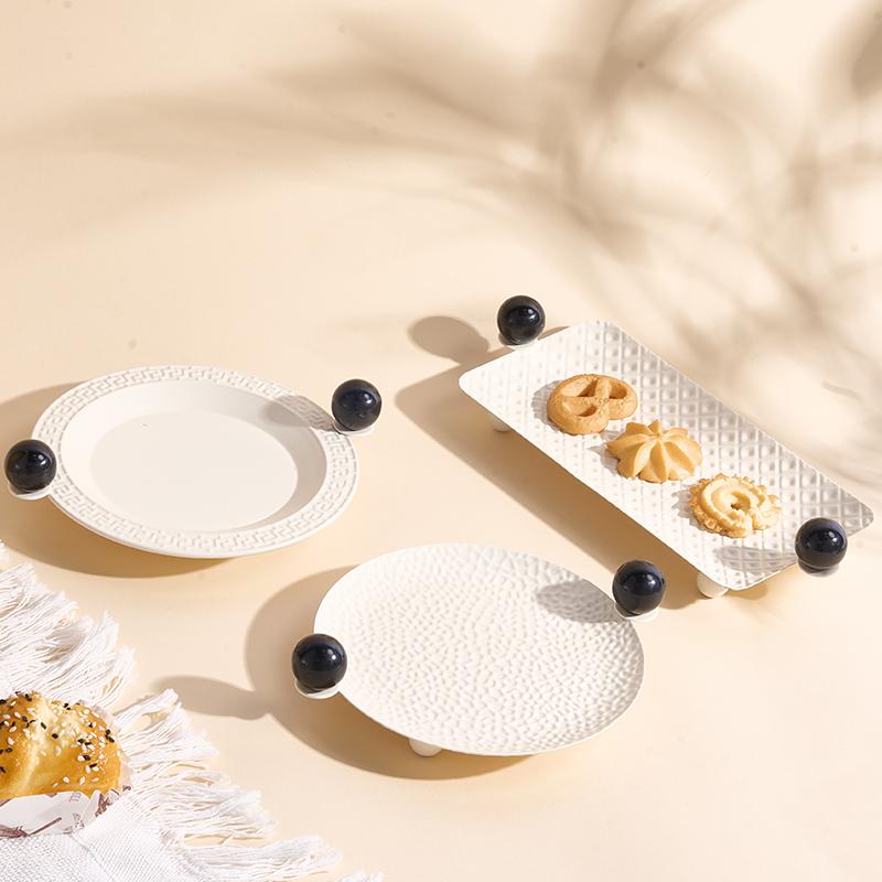 Black and White Square Round Tray