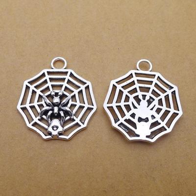 Spiderweb Antique Silver Alloy Jewelry Accents, 35x32mm, 50 Pieces, 5.7g.